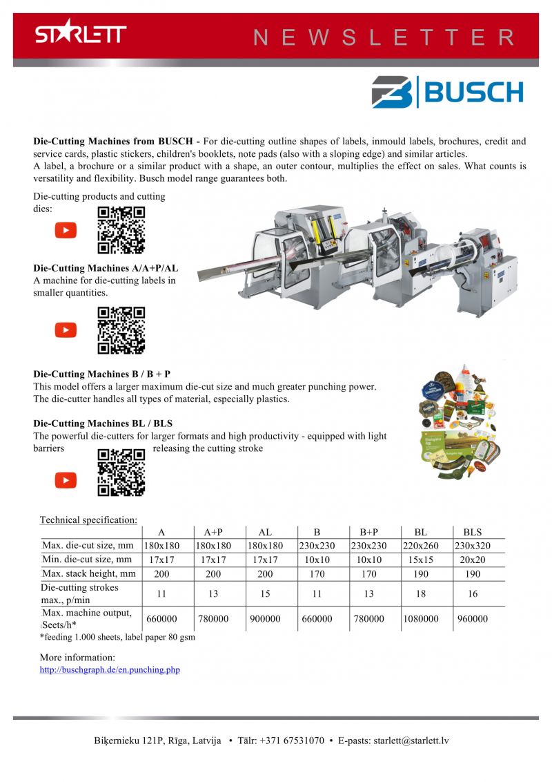 Die-Cutting Machines from BUSCH