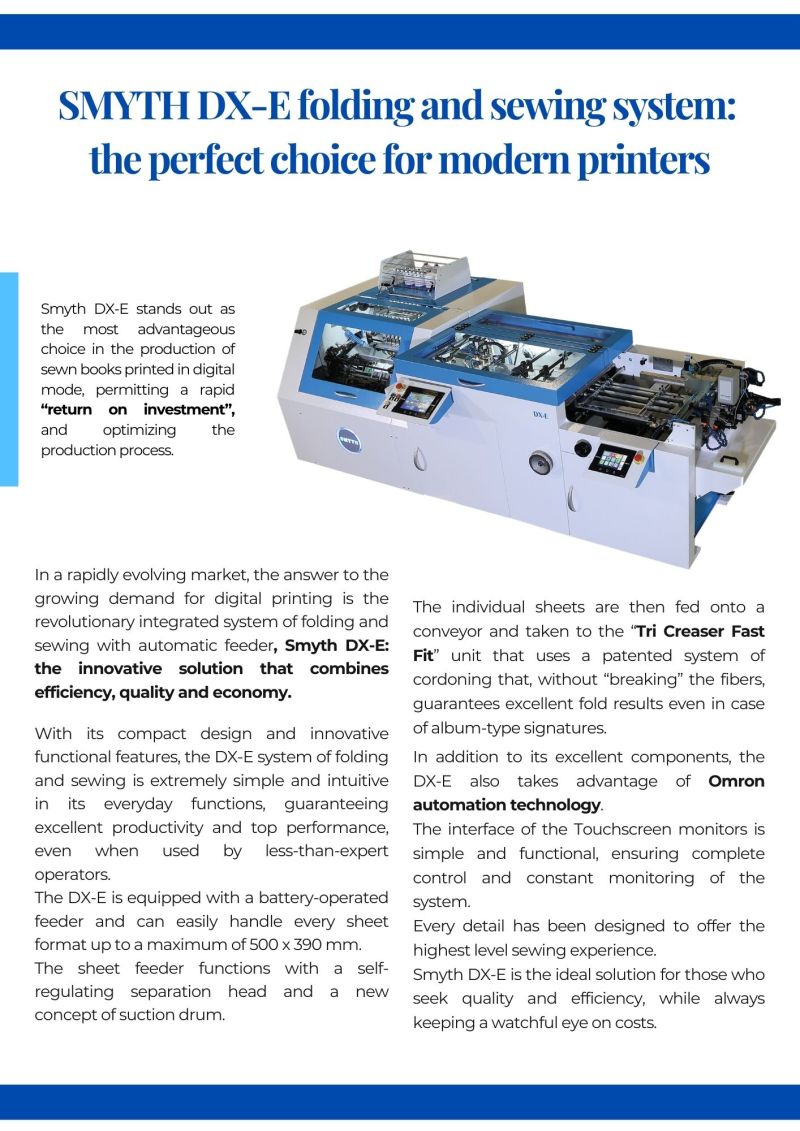 SMYTH DX-E folding and sewing system: the perfect choice for modern printers