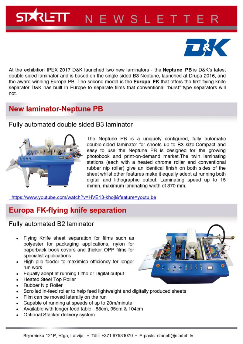 Laminator manufacturing company D&K